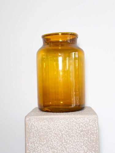 Amber glass apothecary jar - amber,