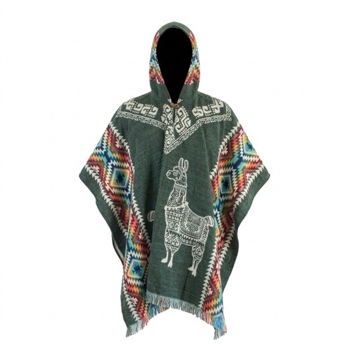 Alpaca wool hooded poncho - alpaca,