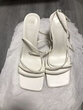 Zara White Strappy Sandal Heels Size EU 42