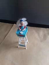 Mattel 1998 Barbie Kelly Doll Baby In High Chair - 4" Tall - With moving arms.