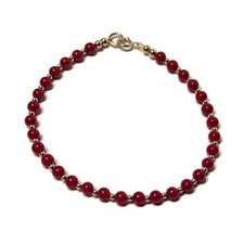 9ct Yellow Gold Red Coral Bead