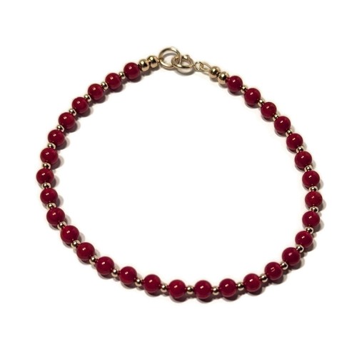 9ct yellow gold red coral - 9ct,