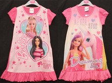 BARBIE Girls Nightie / Pink Nightdress /Nightshirt Sizes 2-10 Years