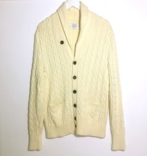 Timothy Everest Shawl Collar Cardigan Cream Cable Knit Men's Medium 100% Cotton