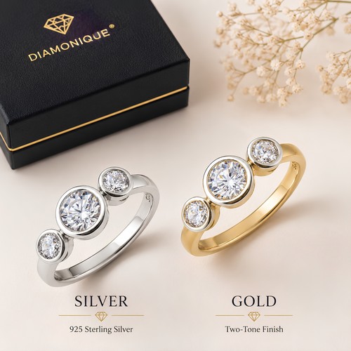 Diamonique 92ct trilogy - 0.92ct, ring