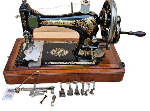 Antique singer 28k hand crank - antique,