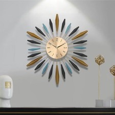 55cm Extra Large Wall Clock Colorful Sunburst Metal Living Room Bedroom Decor UK