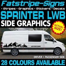 to fit MERCEDES SPRINTER LWB GRAPHICS STICKERS STRIPES RACE CAMPER VAN MOTORHOME