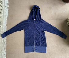 Vintage JUICY COUTURE Navy RARE long line Zip-up Jacket Hoodie M