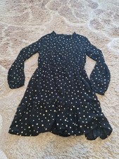 Girls Black Dress 9 To 10 Years With Golden Stars Primark Kids Clothes New
