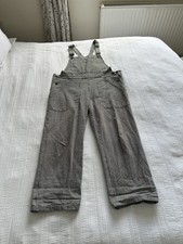 Cabbages & Roses Black White Stripe Cotton Dungarees 12 14 SOME MARKS