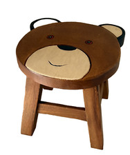 Childrens/Childs/Kids Wooden Stool - Boy Bear (BRB01)