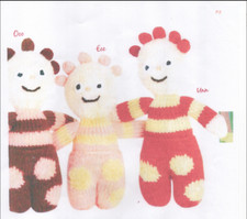 Upsy Daisy, Igglepiggle,Eee, Ooo & Un from night garden Toy  3 Knitting Patterns