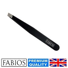 FABIOS Eyebrow Tweezers Professional Black Hair Slanted Stainless Steel Tweezer