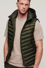SUPERDRY Hooded Fuji Padded Gilet in Khaki  S Small (ccn85)