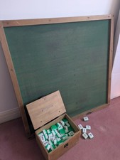 Vintage Mahjong Set + Full Size Non-Folding One Piece HK Mahjong Table 85cm