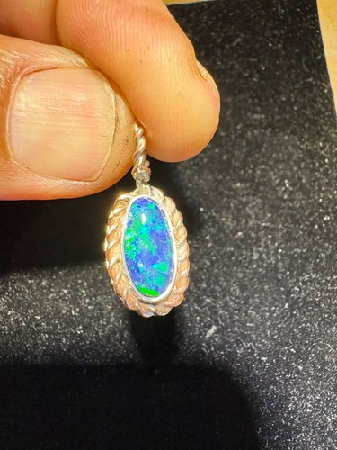 Australian black opal - , pendant