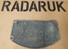 Maximum Safe Load 20 Tons  Brass plaque man cave Railway  D Wagon plate truck ? 