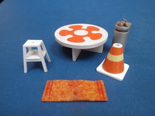 Dolls house table chair - , mat