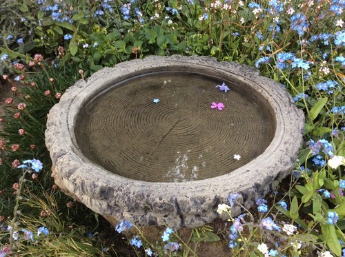 Stone garden log - log, bird
