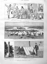 Old Antique Print 1884 General Gordon Nile Expedition Lord Wolseley Halfa 19th