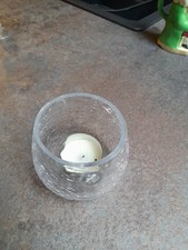 Crackled Glass Tea Light Holder Hand Made