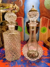 A Genuine Antique 1880–1910 Pair of Crystal Decanters for Spirits & Wines