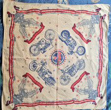 Harley Davidson Vintage Bandana Unisex - Beige with Red & Blue Print 60 x 60 cm