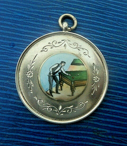 Silver enamel snooker medal - enamel,