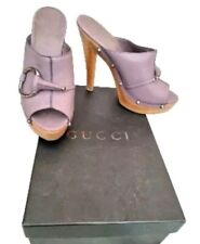 Gucci Authentic Lady's Horsebit Mules Heeled Sandals Sz Eur39 Uk 5.5 To 6 