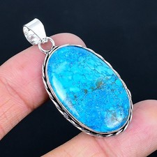 Tibetan Turquoise Gemstone Handmade Antique Design Pendant Jewelry Gift 1.97"