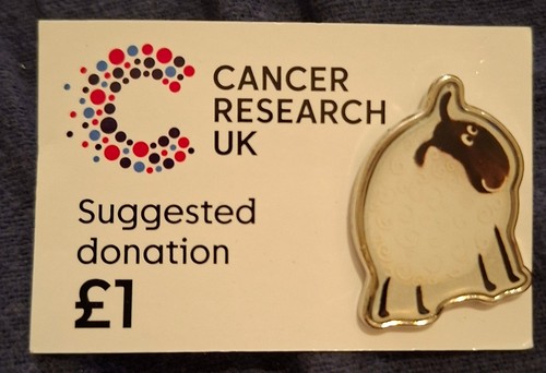 Charity pin badge sheep cancer