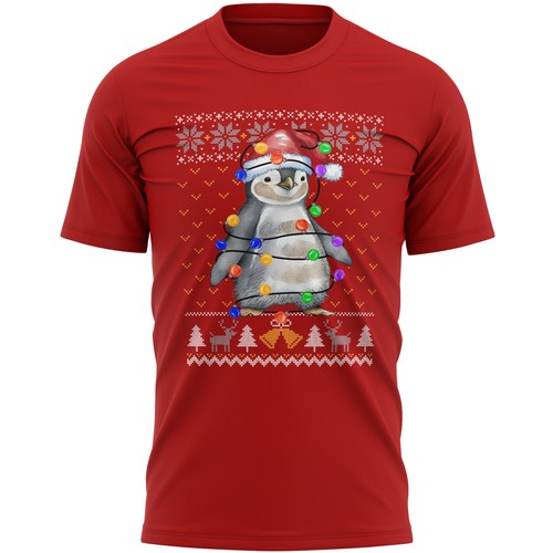 Penguin christmas fairisle - penguin, t