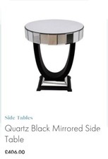 Art Deco Style Black Veneer And Mirrored Side Table