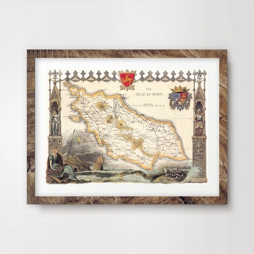 Isle man vintage map - map, art