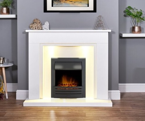 Black electric fire white - black,