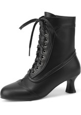 Women Victorian Boots Lace Up Ankle Boots Round Toe Kitten Heel 41