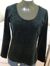 80’s 90’s Vintage CHARLOTTE HALTON Top T-Shirt Size M Dark Green Crushed Velvet