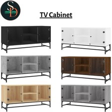 TV Cabinet with Glass Doors Home TV Stand Media Entertainment Centre Unit vidaXL