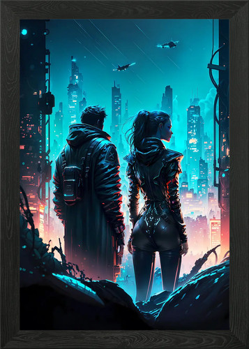 Techno couple future city - techno,