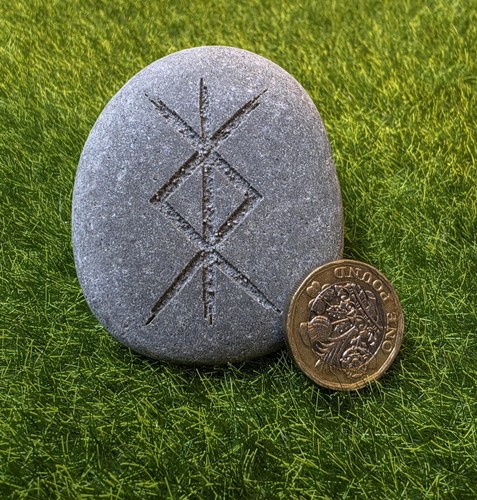 Laser engraved stone bind rune