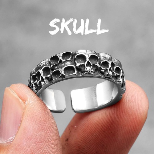 Multi skull open band ring - multi-skull,