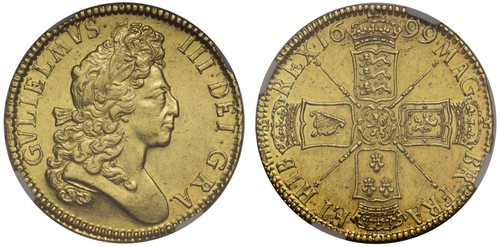 William iii 1699 five guineas - william,