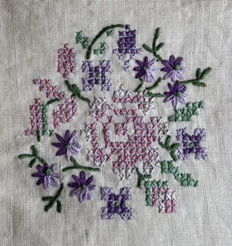Vintage hand embroidered table - vintage,