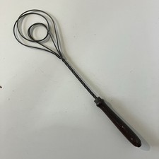 Antique Wire Metal & Dark Wood Handle Rug Carpet Beater Vintage Victorian Tool