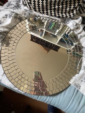 ikea vintage tranby mosaic hanging wall mirror 50cm wide round silver circle