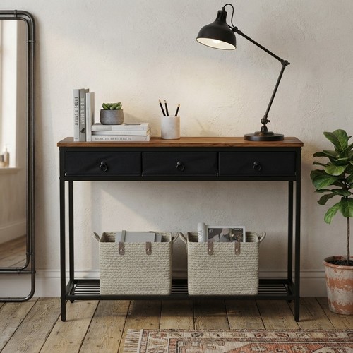 Rustic brown console table - console,