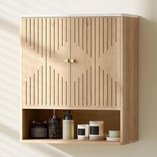 Bathroom Cabinet Wall Mounted Medicine Cupboard Storage Unit Oak Effect