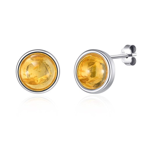 Sterling silver amber stud - sterling,