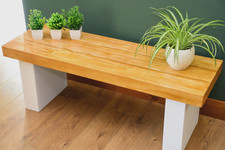 Chunky Wood Effect Coffee / Side Table on White Legs